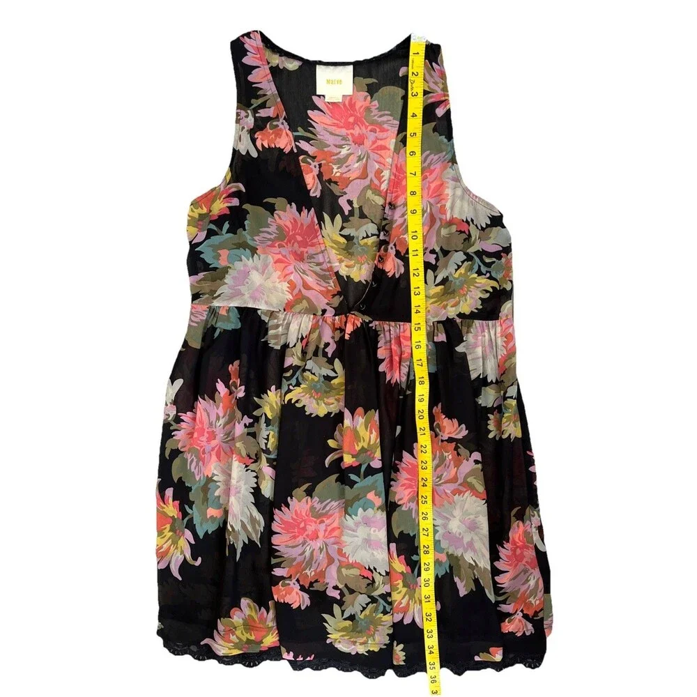 Maeve Anthropologie Violette Floral Chiffon Mini Dress Sheer Size S Sleeveless - Picture 8 of 11